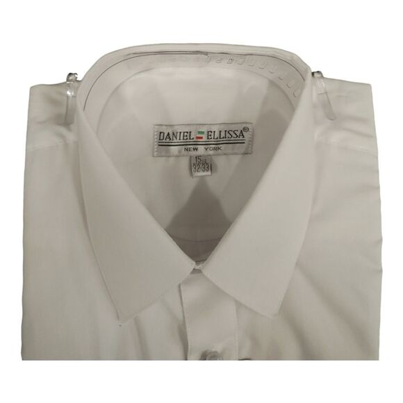 MEN'S BASIC FULL CUT WHITE DRESS SHIRT BY DANIEL ELLISSA DS3001. - Picture 2 of 3
